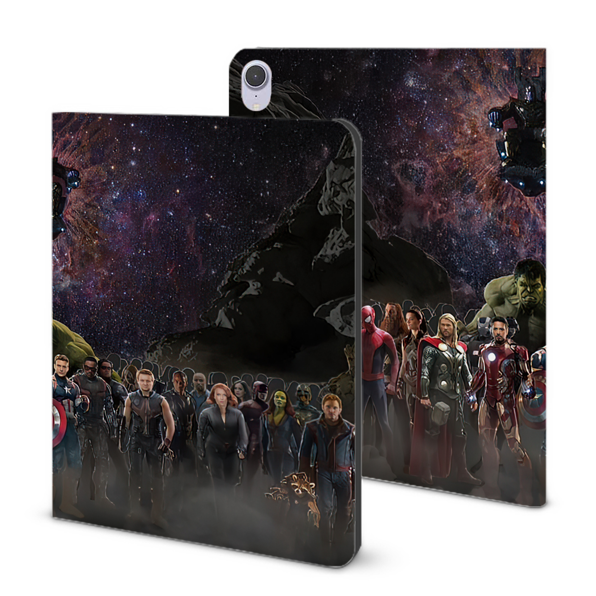 （画像用） アベンジャーズ The Avengers IPad ケース ブック型 PUレザー TPU 耐衝撃 軽量 薄型 ペン収納なし 全面保護 IPad 各モデル対応